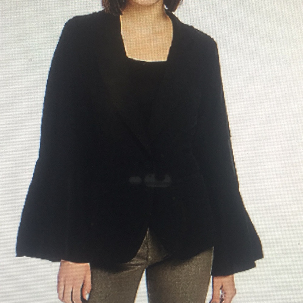 Pretty woven long pleated Top Blazer Black - Picture 2 of 8